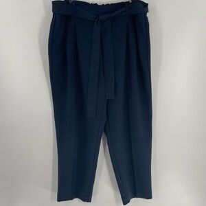 Loft Outlet Navy Elastic Back Tie Waist Pull On Pockets Pants Slacks Trousers